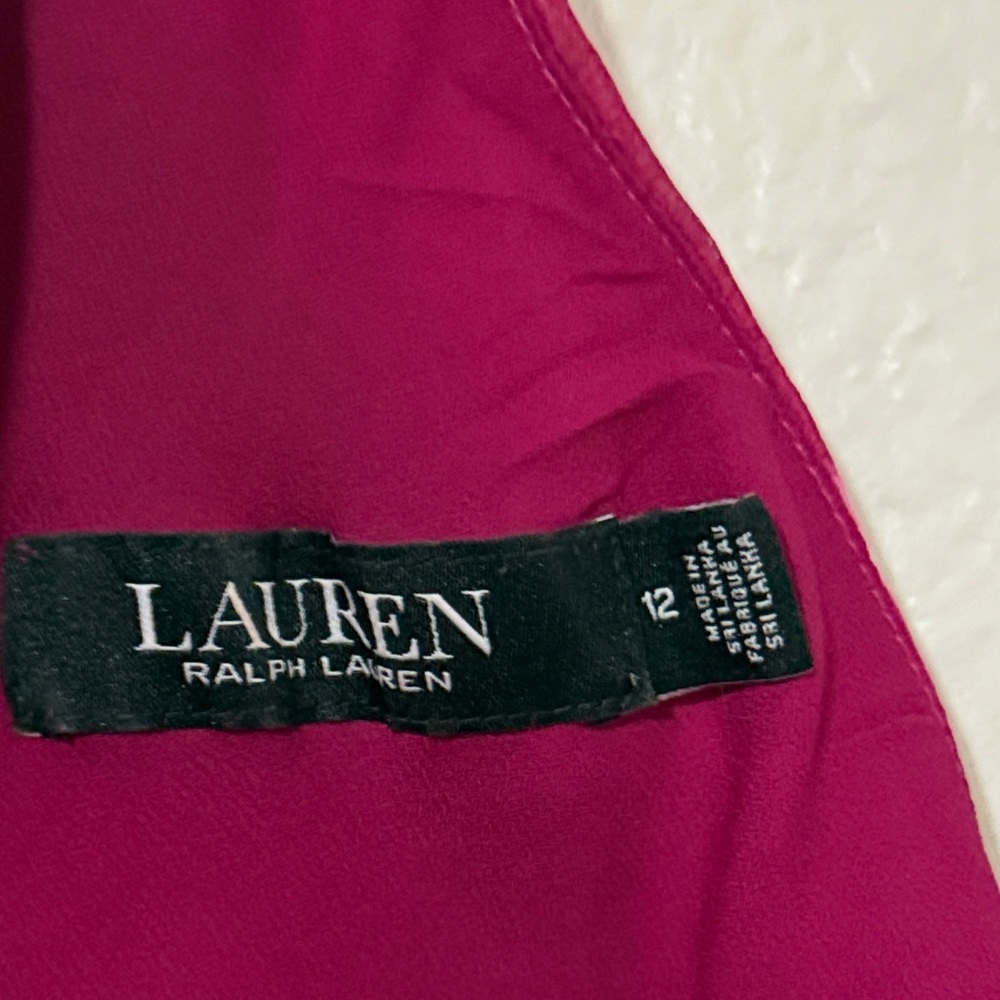 Ralph Lauren Asymmetrical Dress in Pink and White gold leather hardware Sz 12 - Picture 5 of 10